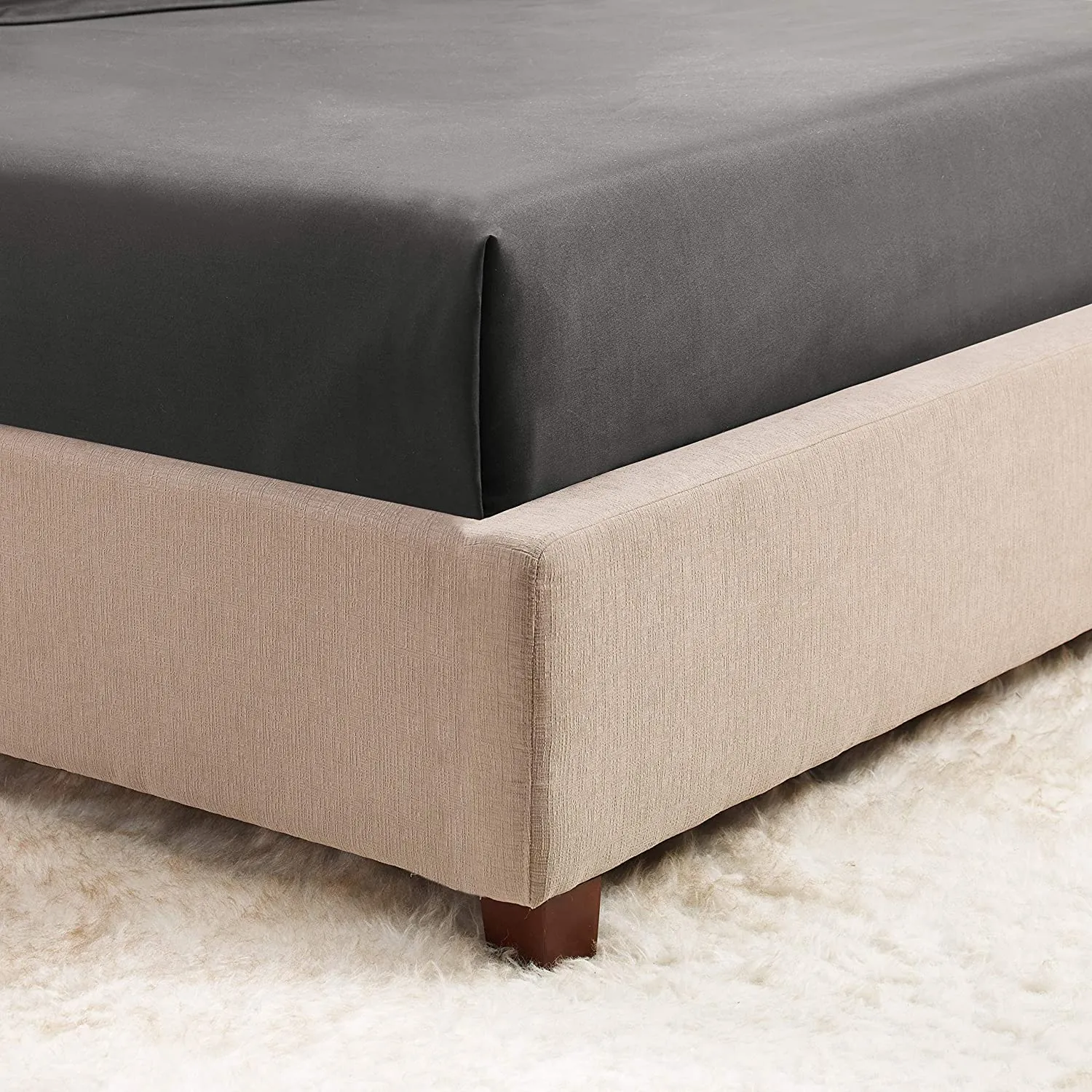 New Empyrean Bedding Deep Pocket Queen Fitted Sheet - Deep Pocket Sheets for 18"-21" Bed, Extra Deep Pocket Fitted Sheet Queen, Deep Pocket Fitted Sheet Stays Fit, Grey.