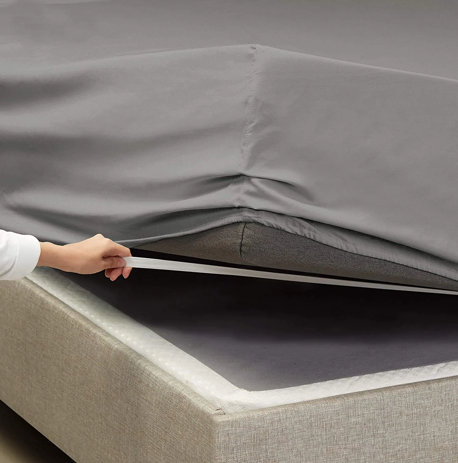 New Empyrean Bedding Deep Pocket Queen Fitted Sheet - Deep Pocket Sheets for 18"-21" Bed, Extra Deep Pocket Fitted Sheet Queen, Deep Pocket Fitted Sheet Stays Fit, Grey.