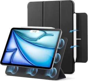 NEW ESR for iPad Air 11 Inch Case M2 (2024), iPad Air 6th / 5th / 4th Generation Case, 10.9 Inch, Powerful Magnetic Attachment, Slim Trifold Stand Case, Supports Pencil Pro/USB-C, Rebound Series, Black