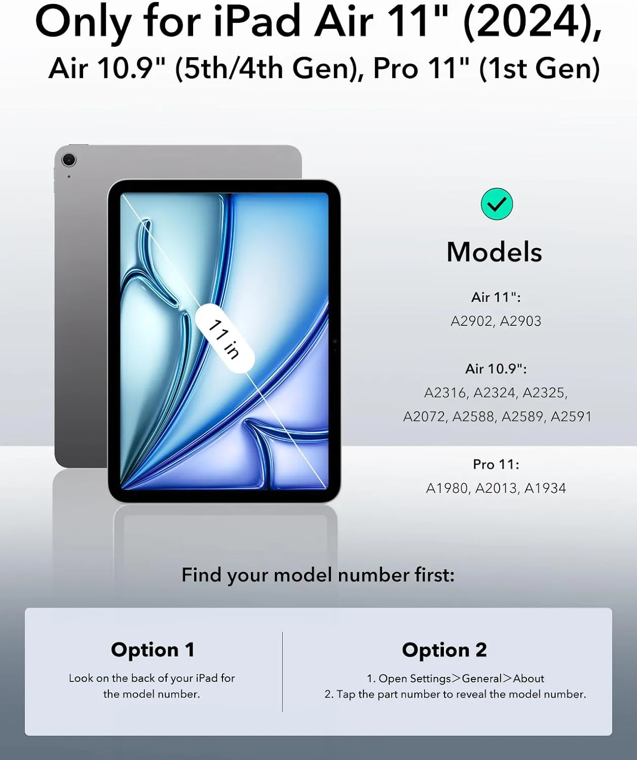 NEW ESR for iPad Air 11 Inch Case M2 (2024), iPad Air 6th / 5th / 4th Generation Case, 10.9 Inch, Powerful Magnetic Attachment, Slim Trifold Stand Case, Supports Pencil Pro/USB-C, Rebound Series, Black