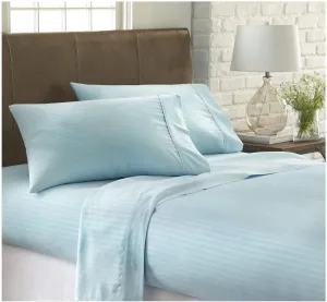 New iEnjoy Home 4 Piece Embossed Dobby Stripe Ultra Soft Deep Pocket Bed Sheet Set, Twin, Aqua! Retails $82 