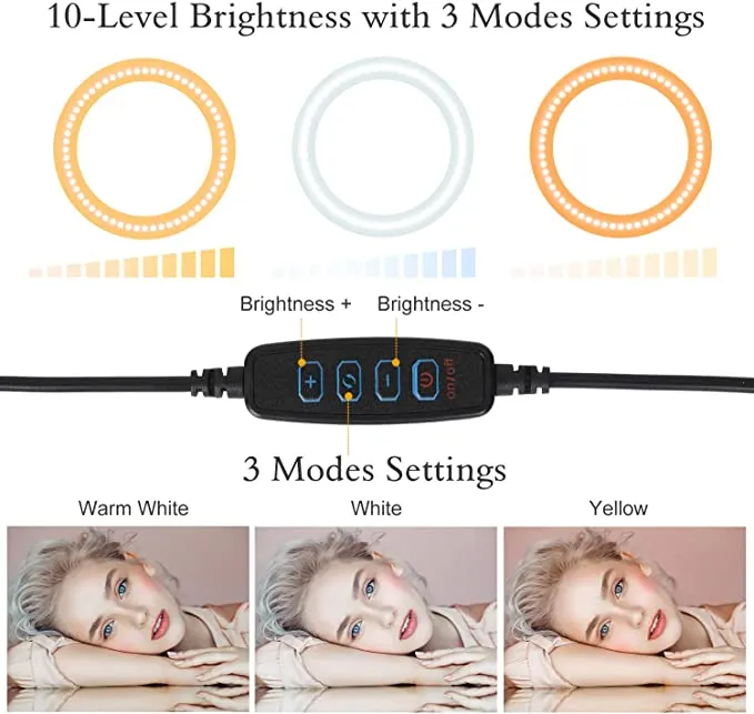 New in box! Belifu 10" Selfie Ring Light with Adjustable Tripod Stand, 3 Modes 10 Brightness Levels, LED Ring Light with Phone Holder for Vlogs, Live Stream, Phone,YouTube,Self-Portrait Shooting