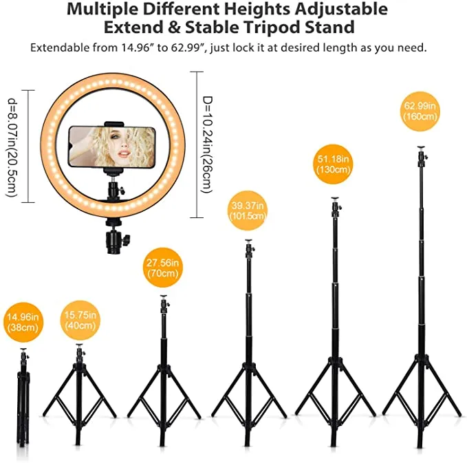 New in box! Belifu 10" Selfie Ring Light with Adjustable Tripod Stand, 3 Modes 10 Brightness Levels, LED Ring Light with Phone Holder for Vlogs, Live Stream, Phone,YouTube,Self-Portrait Shooting