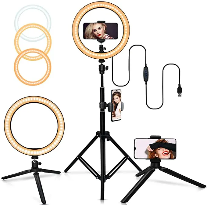 New in box! Belifu 10" Selfie Ring Light with Adjustable Tripod Stand, 3 Modes 10 Brightness Levels, LED Ring Light with Phone Holder for Vlogs, Live Stream, Phone,YouTube,Self-Portrait Shooting