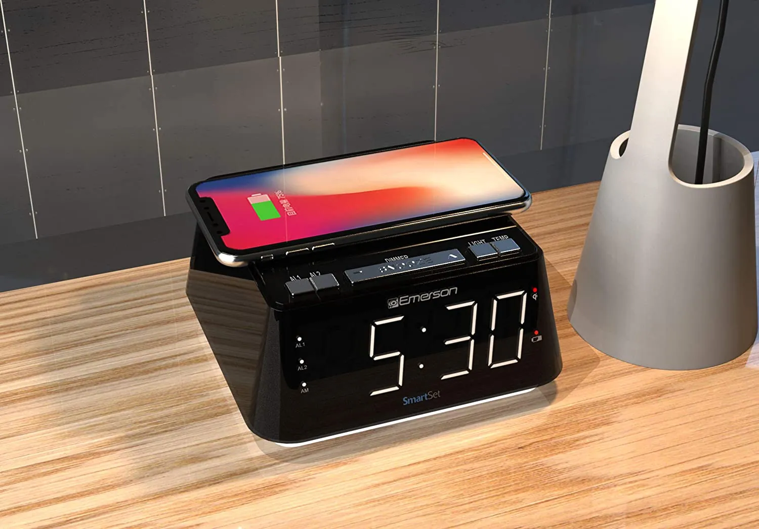New in box! Emerson Radio ER100104 Wireless Charging Alarm Clock with Temperature Detector, Night Light, USB Charging and 1.2” White LED Display! Real Smart, Real Life!