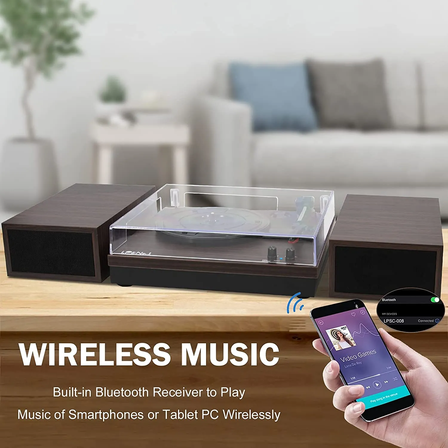 New in box! LP&No.1 Bluetooth Vinyl Record Player with External Speakers, 3-Speed Belt-Drive Turntable for Vinyl Albums with Auto Off and Bluetooth Input! Retails $160 