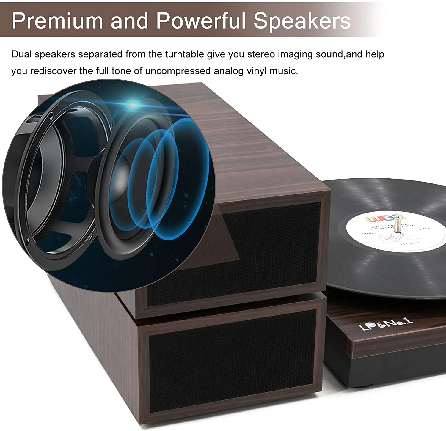 New in box! LP&No.1 Bluetooth Vinyl Record Player with External Speakers, 3-Speed Belt-Drive Turntable for Vinyl Albums with Auto Off and Bluetooth Input! Retails $160 
