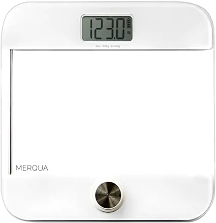 New in Box! MERQUA Battery Free Clear Tempered Glass Digital Body Weight Scale, Bathroom Scale, Max Weight 396 lbs with Round edges large surface