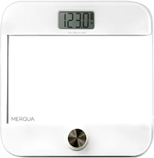 New in Box! MERQUA Battery Free Clear Tempered Glass Digital Body Weight Scale, Bathroom Scale, Max Weight 396 lbs with Round edges large surface