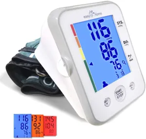 New in Carry Bag! Large Cuff Easy@Home Digital Upper Arm Blood Pressure Monitor (BP Monitor), 3-Color Hypertension Backlit display and Pulse Meter-FDA Cleared for OTC, IHB Indicator, 2 User, FSA Eligible, Retails $80 