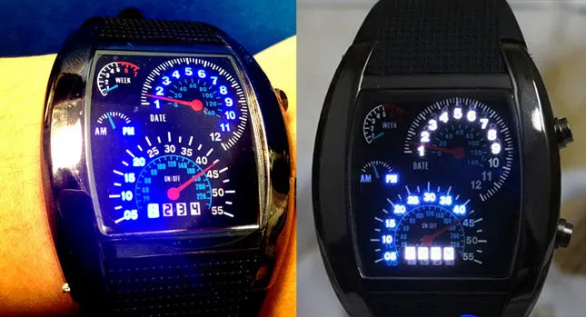 New in Case! Men's Gadgets & Gear MAX SPEED SPEEDOMETER LED WATCH! Designed to encompass all the usual dials found on your instrument panel.
