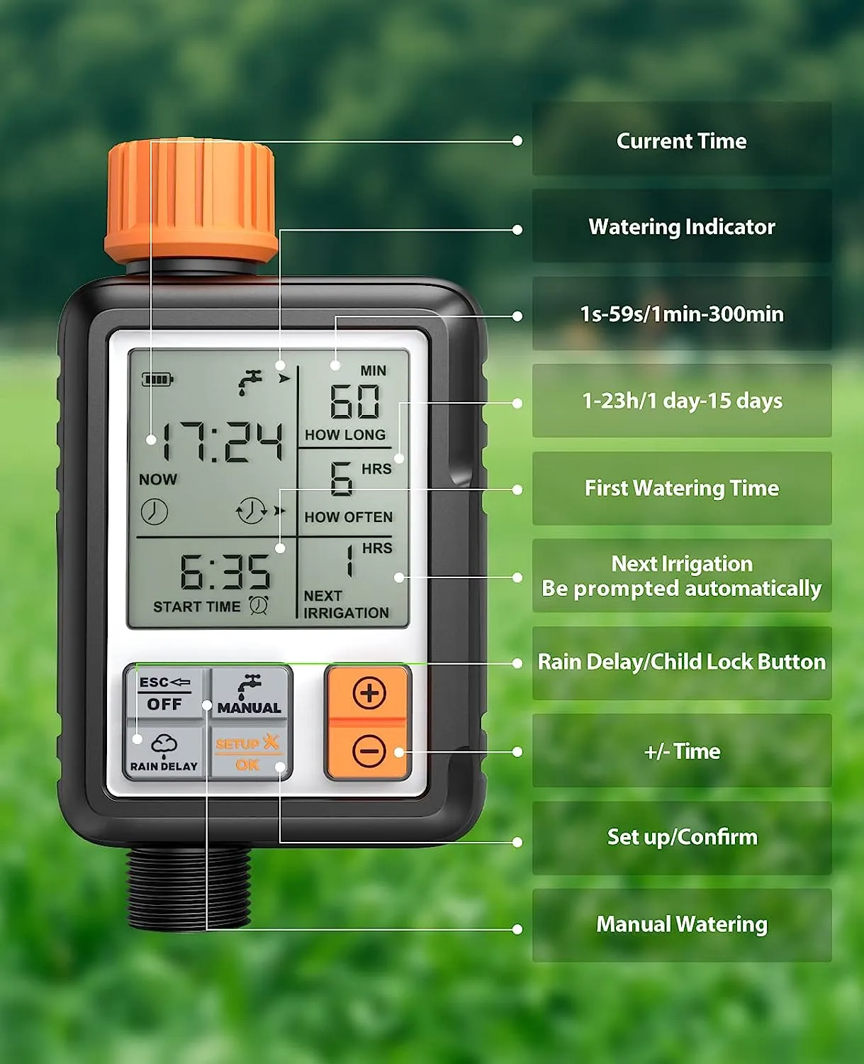 NEW Kazeila Digital Irrigation Timer - Programmable 3” Screen Water/Sprinkler Timer