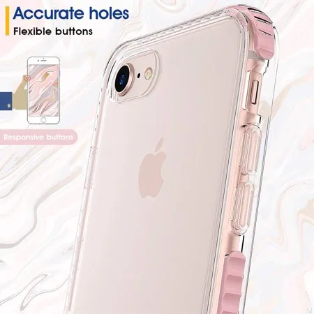 New MATEPROX iPhone 7/8 Case Clear Shield Heavy Duty Anti-Yellow Anti-Scratch Shockproof, Pink