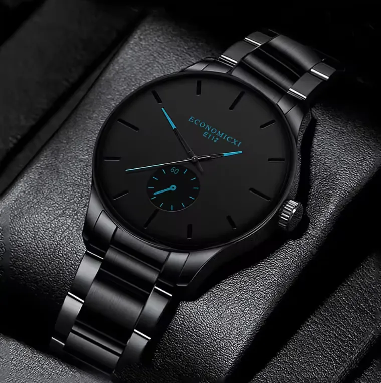 New Men's Casual Simple Business Three-eye Digital Pointer Steel Band Quartz Watch