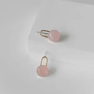 New Moon Earrings - Rose Quartz