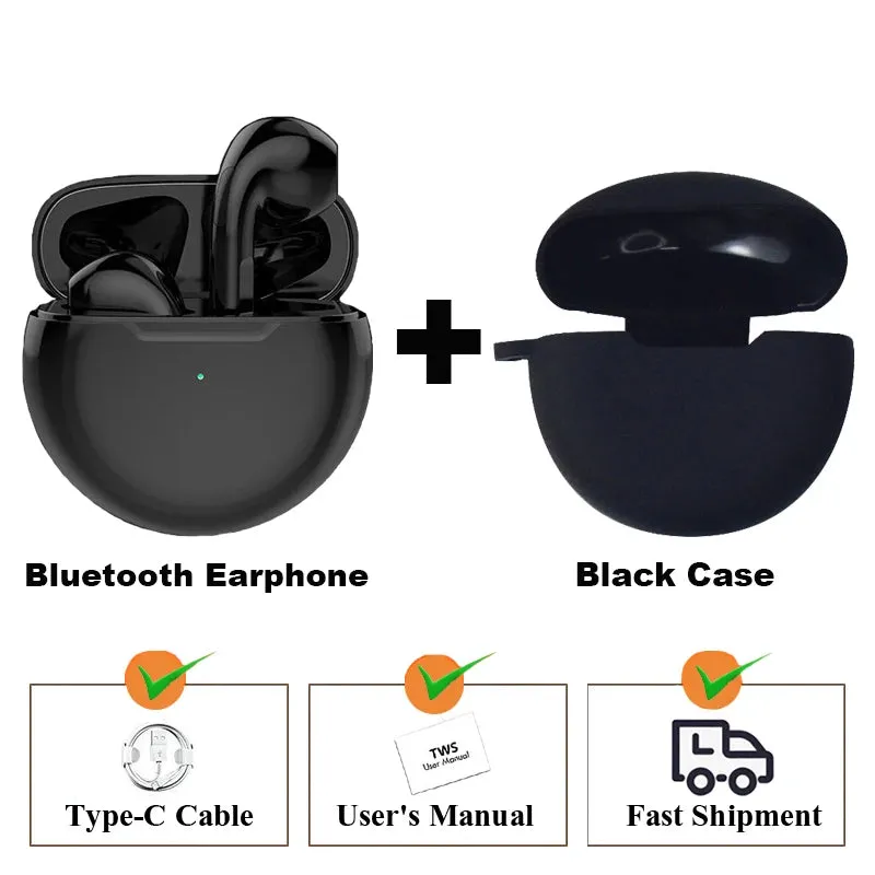 NEW Original Air Pro 6 TWS Wireless Headphones Fone Bluetooth Earphones Mic Pods In Ear Earbuds Earbuds sport Headset For Xiaomi