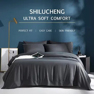 New Shilucheng Queen Size 6-Piece Bed Sheets Set Microfiber 1800 Thread Count Percale | 18 Inch Deep Pockets | Super Soft and Comfortable | Wrinkle Fade and Hypoallergenic(Queen, Dark Grey)