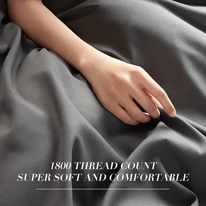 New Shilucheng Queen Size 6-Piece Bed Sheets Set Microfiber 1800 Thread Count Percale | 18 Inch Deep Pockets | Super Soft and Comfortable | Wrinkle Fade and Hypoallergenic(Queen, Dark Grey)
