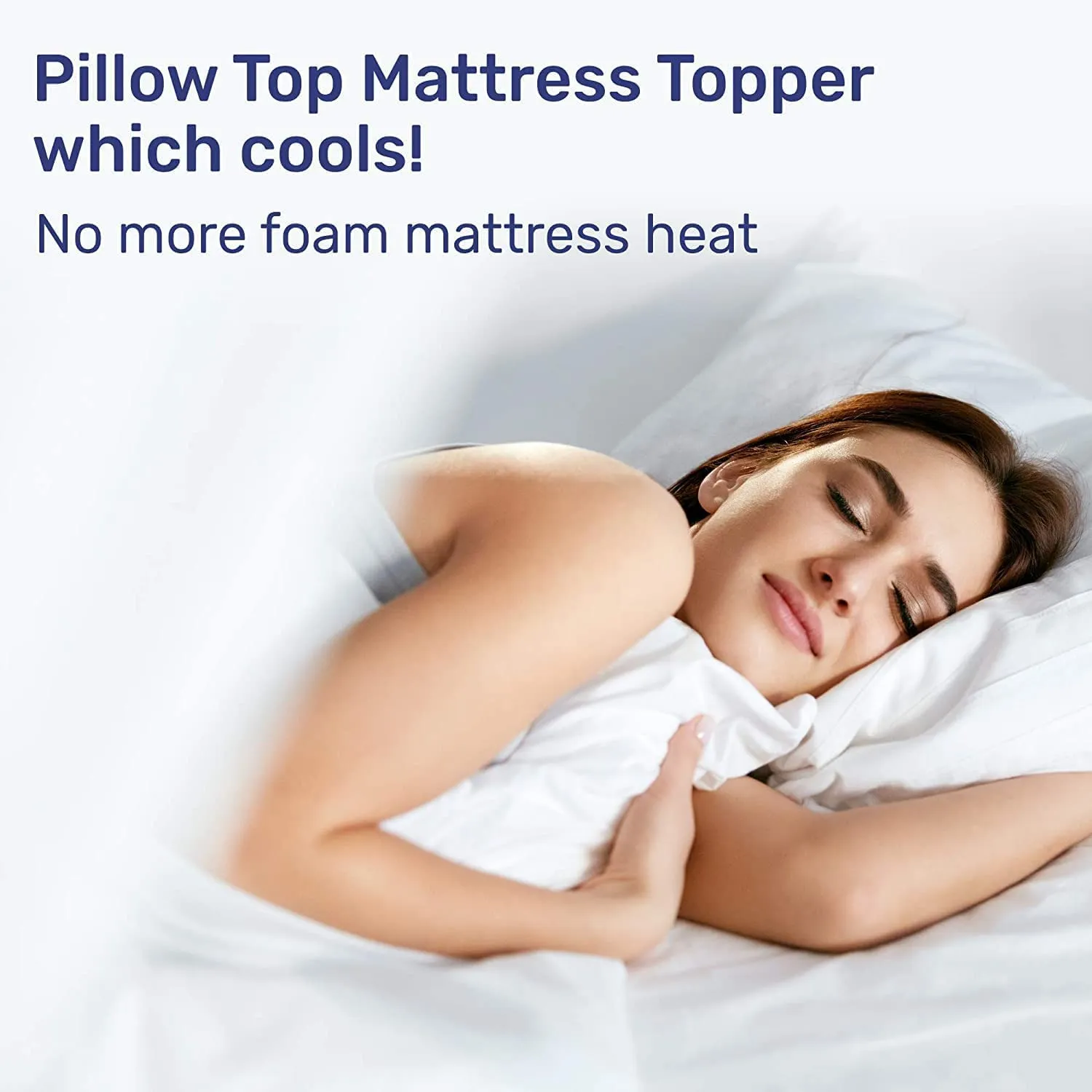 New Sleep Mantra Cooling Mattress Topper Queen Pillow Top, Optimum Thick & Plush Quilted with Soft Cotton Fabric & Down-Like Fill for Back Pain, Snug Fits 8 - 20 inch Mattresses, Retails $257 