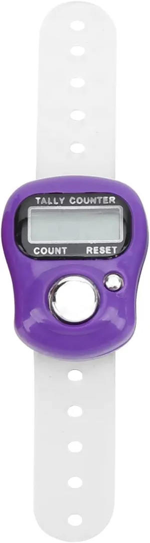 NEW Tally Counter,Electronic Finger Counter with Digital Display - Adjustable Strap Portable Resettable Number Counter Clicker for Coaching, Knitting, Golf, Crochet Mkyoko Purple