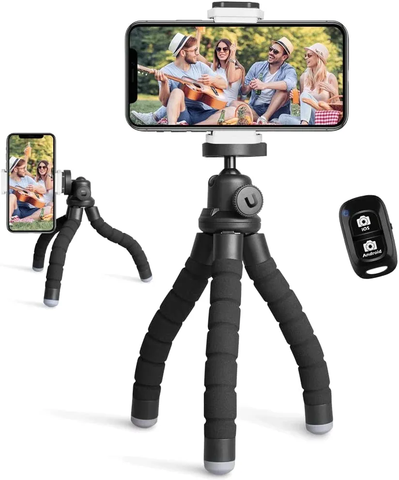 New UBeesize Phone Tripod, Portable and Flexible Tripod with Wireless Remote and Clip, Cell Phone Tripod Stand for Video Recording