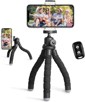 New UBeesize Phone Tripod, Portable and Flexible Tripod with Wireless Remote and Clip, Cell Phone Tripod Stand for Video Recording