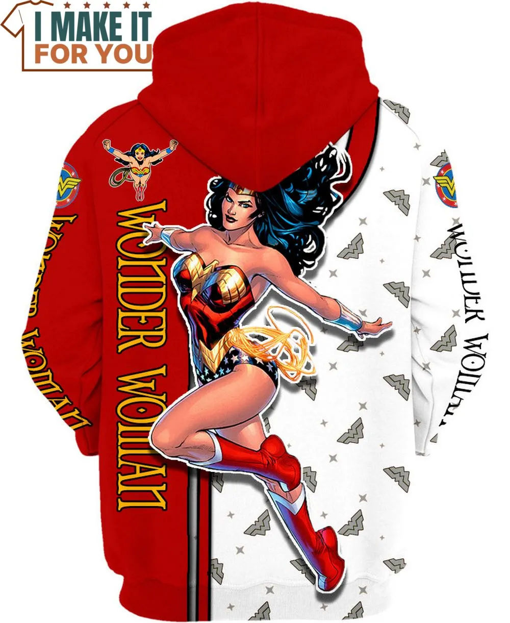 New Unisex 3D Wonder Woman Zip Up Hoodie, Sz XL! Retails $47 