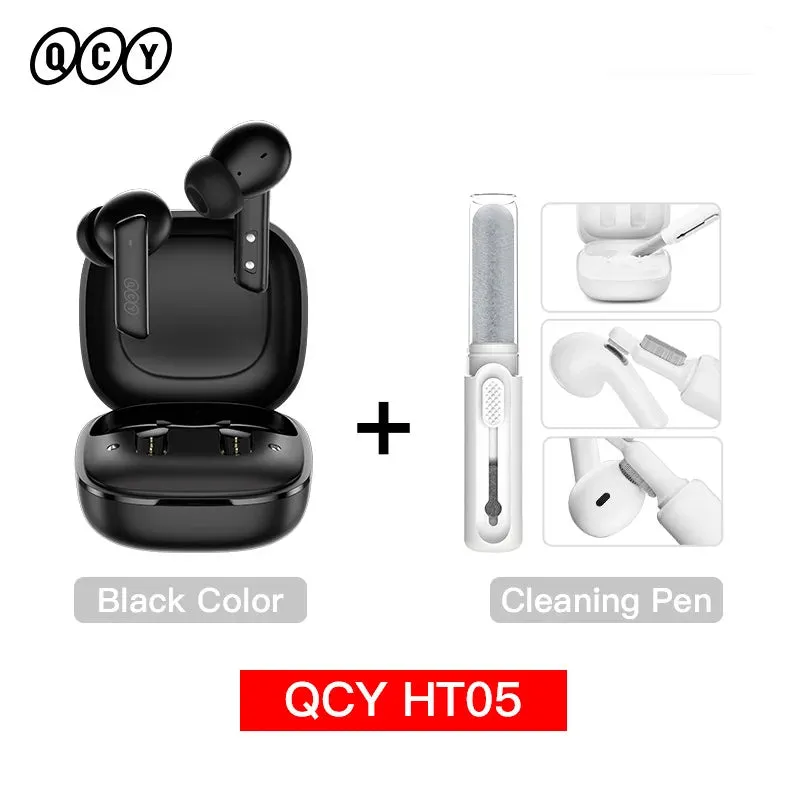 NEW Wireless QCY TWS Bluetooth 5.2 Earphones Ear Buds 40dB Active Noise Cancellation Headset 6 Mic ENC HD Call Earbuds Great Base iPhone IOS & Android