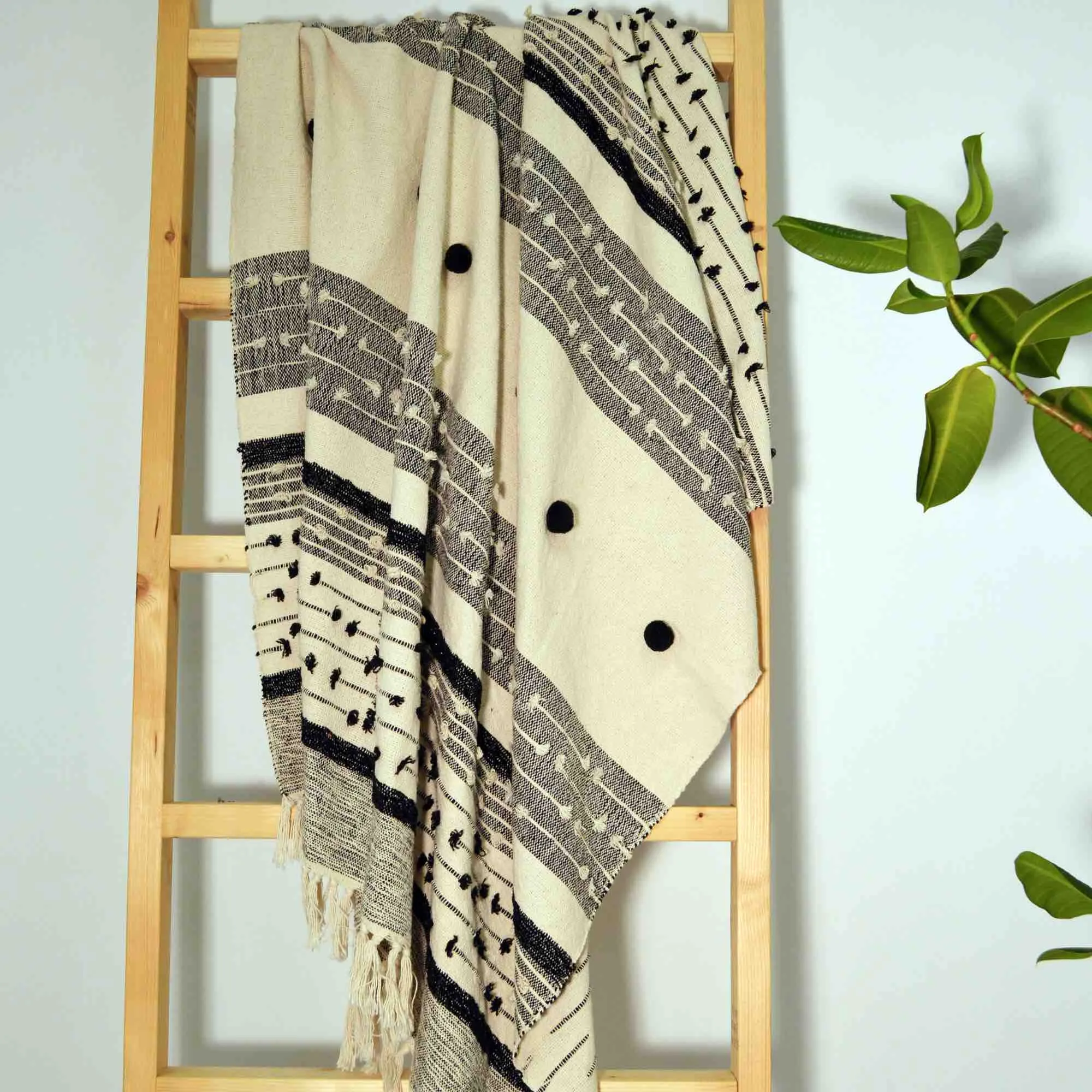Nina Textured Throw - Grey/White