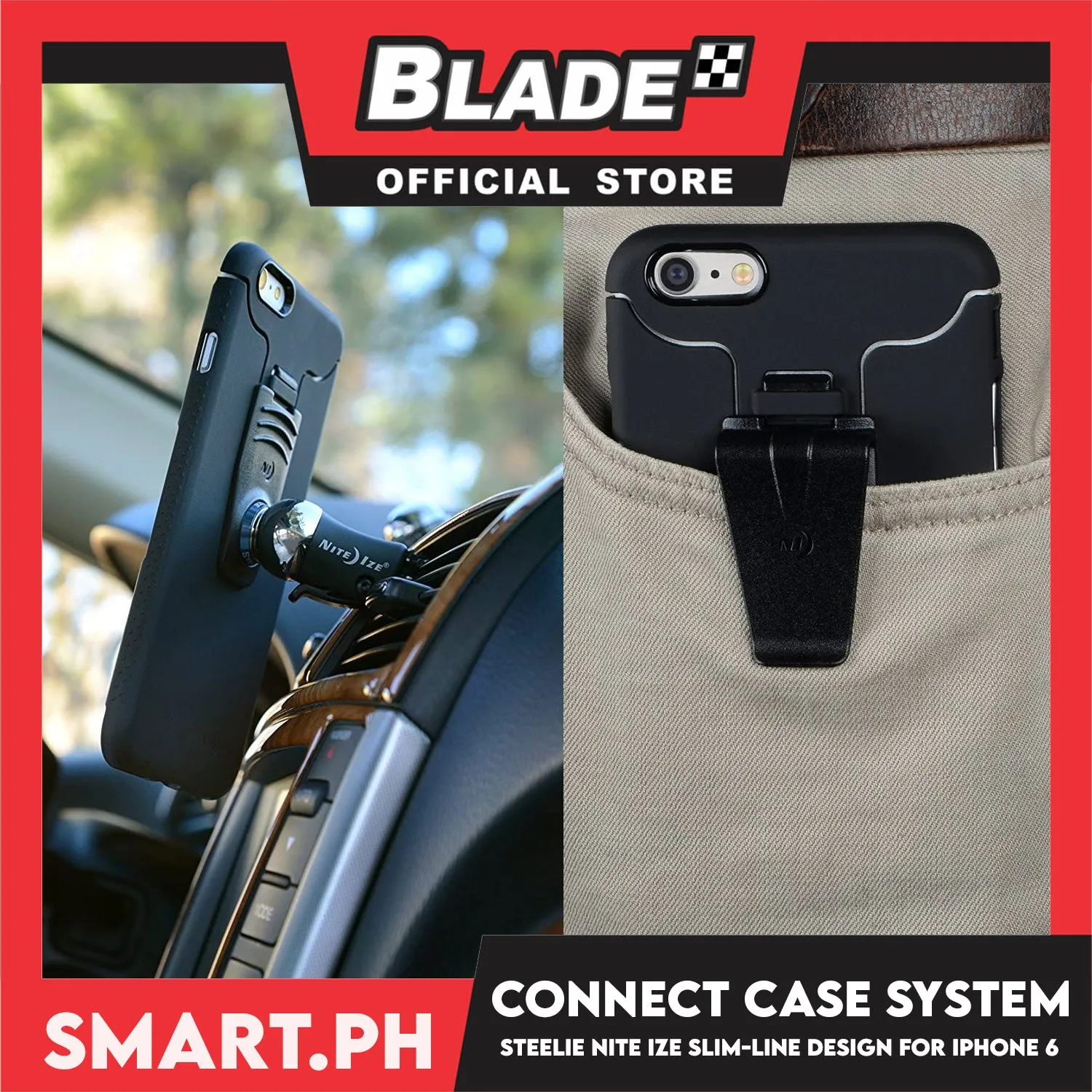 Nite Ize Steelie Connect Case System for iPhone 6 NZ-STCNTI6-01R8 (Black) Steelie Vent Mount and Rugged Pocket Clip