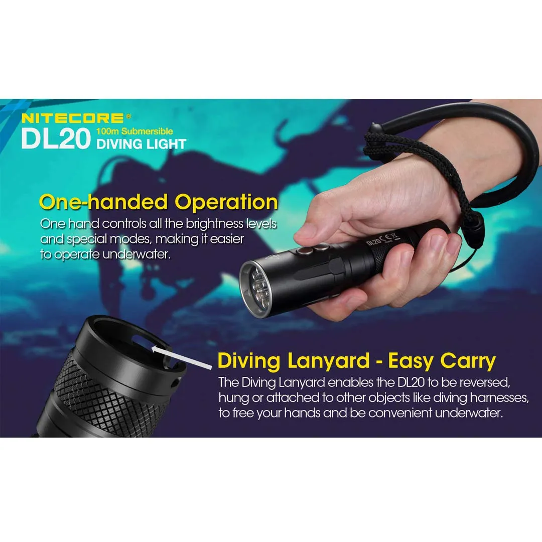 Nitecore - DL20 100m Submersible 1000 Lumen Dive Light with Red Light
