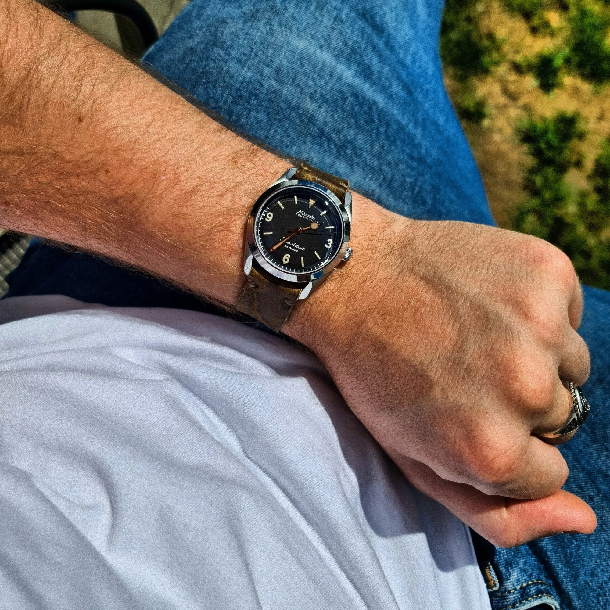 No. 44 AVIATOR Leather Vintage Watch Straps - Wild African Kudu