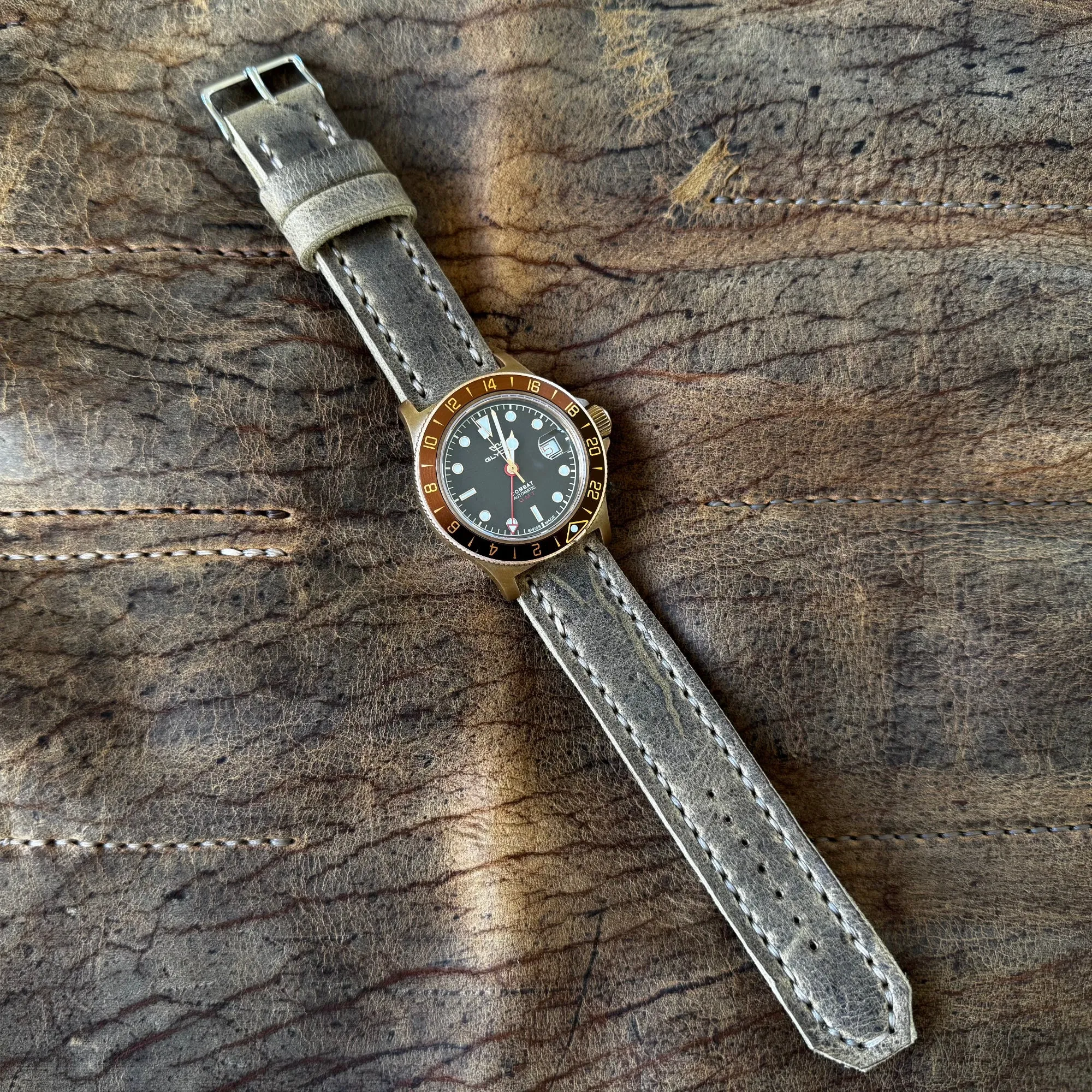 No. 44 AVIATOR Leather Watch Straps - Wild African Kudu