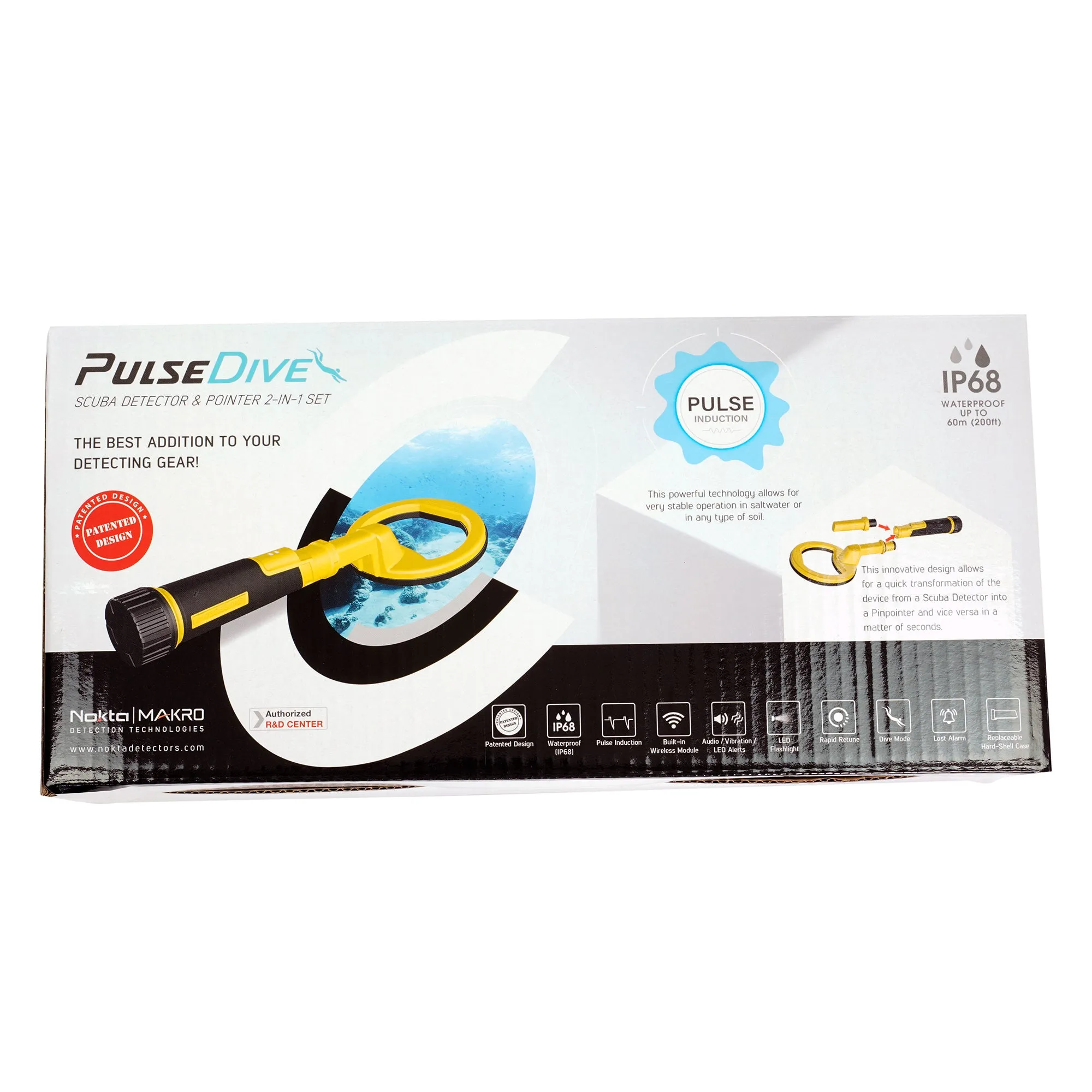 Nokta PulseDive Scuba Pinpointer - Black Bundle with Wireless Headphones