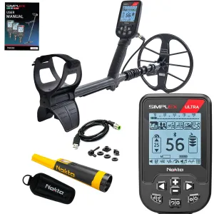 Nokta Simplex Ultra Waterproof Metal Detector with 11″ DD Coil with Accupoint Pinpointer