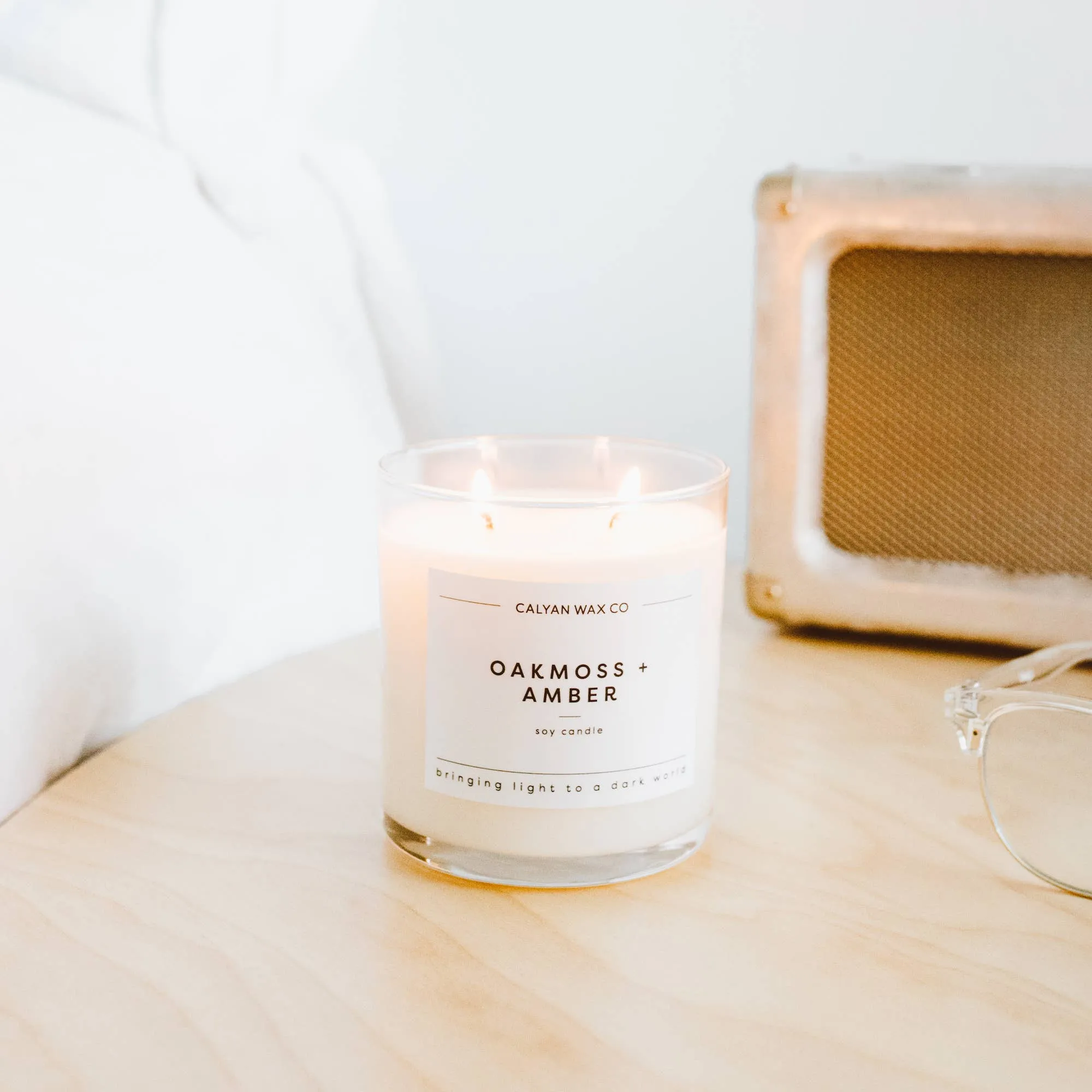 Oakmoss   Amber Glass Tumbler Soy Candle
