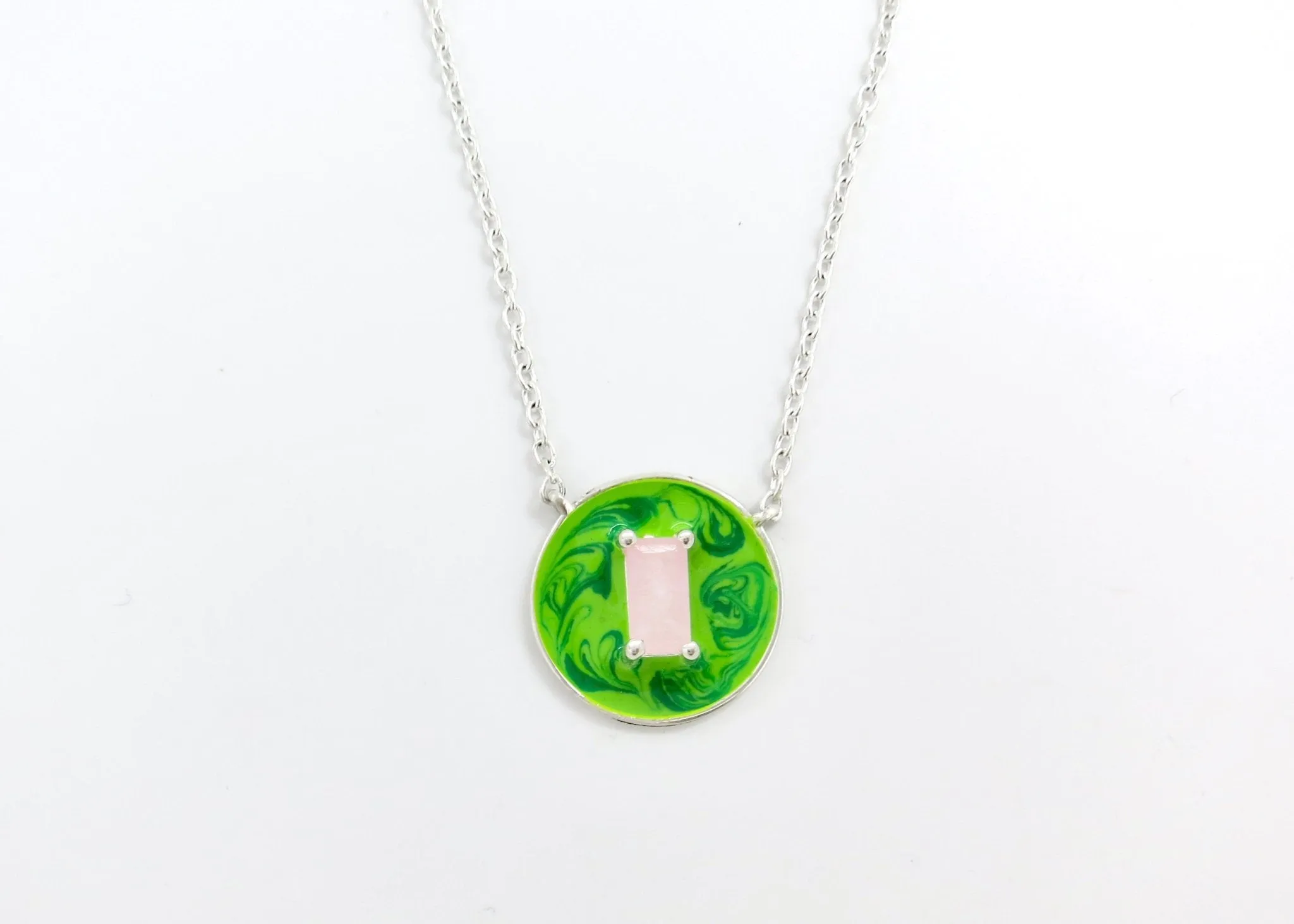 October (enamel marbling birthstone necklace)