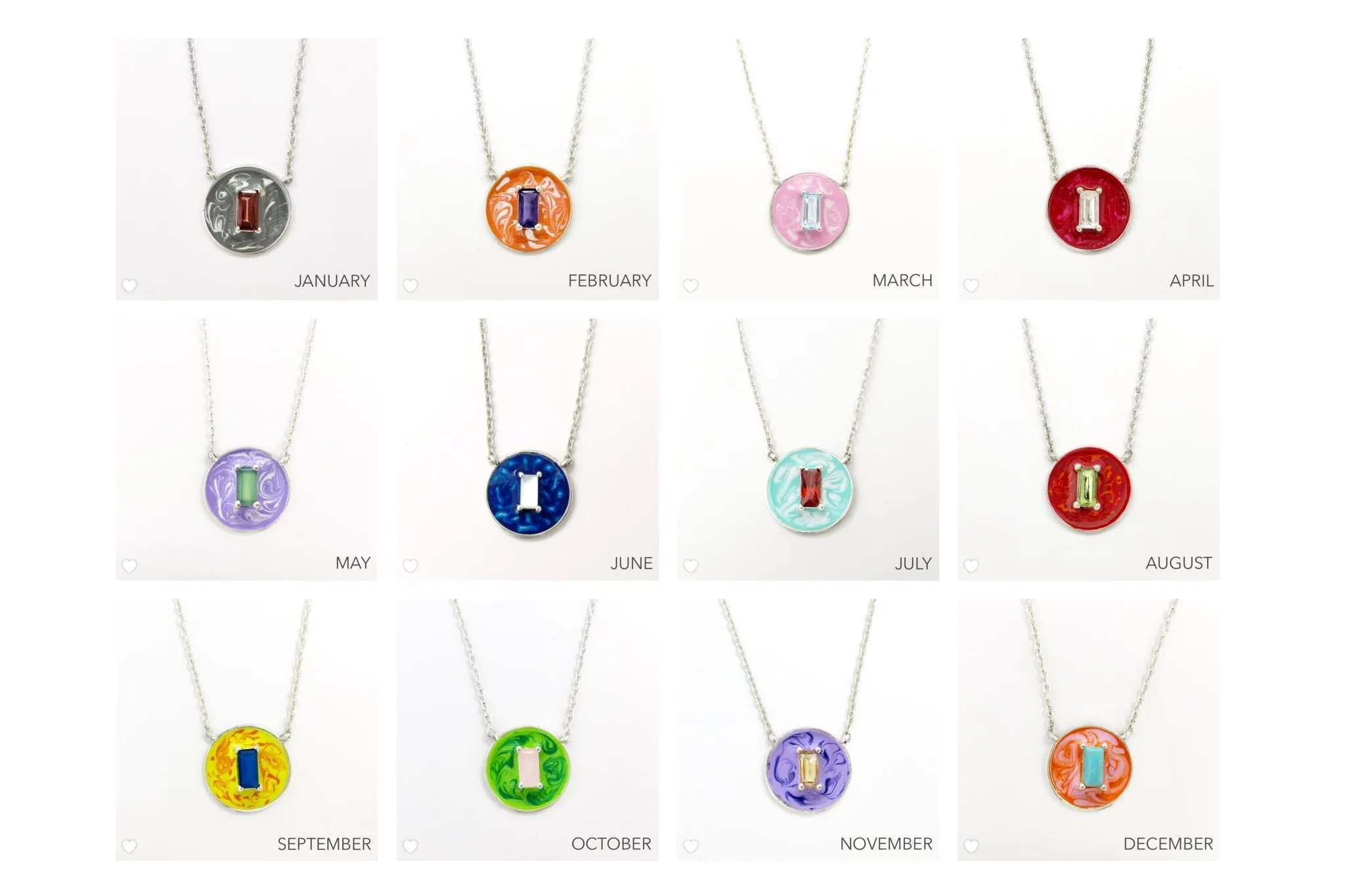 October (enamel marbling birthstone necklace)