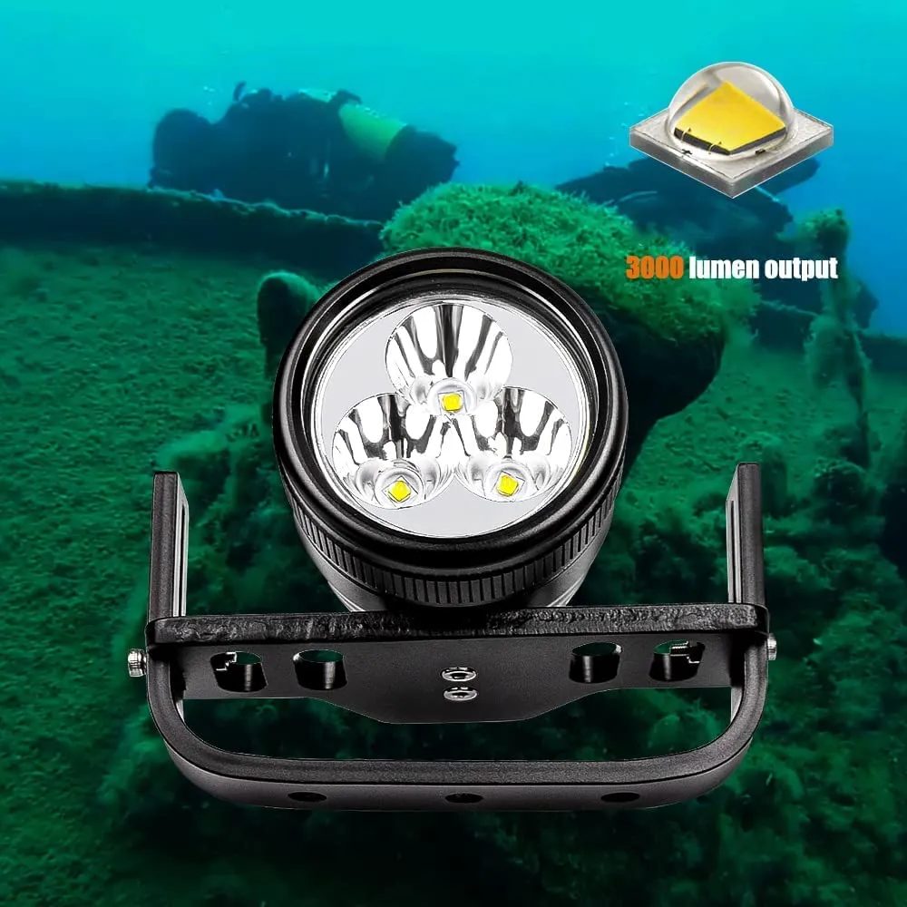 Odepro WD70 3000 Lumens Canister Dive Light Technical Diving Flashlight Kit with Adjustable Goodman Handle, 5 Light Modes, for Underwater Cave Wreck Diving Deep Sea Diving