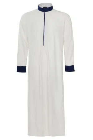 Off White & Navy - Collar Thobe