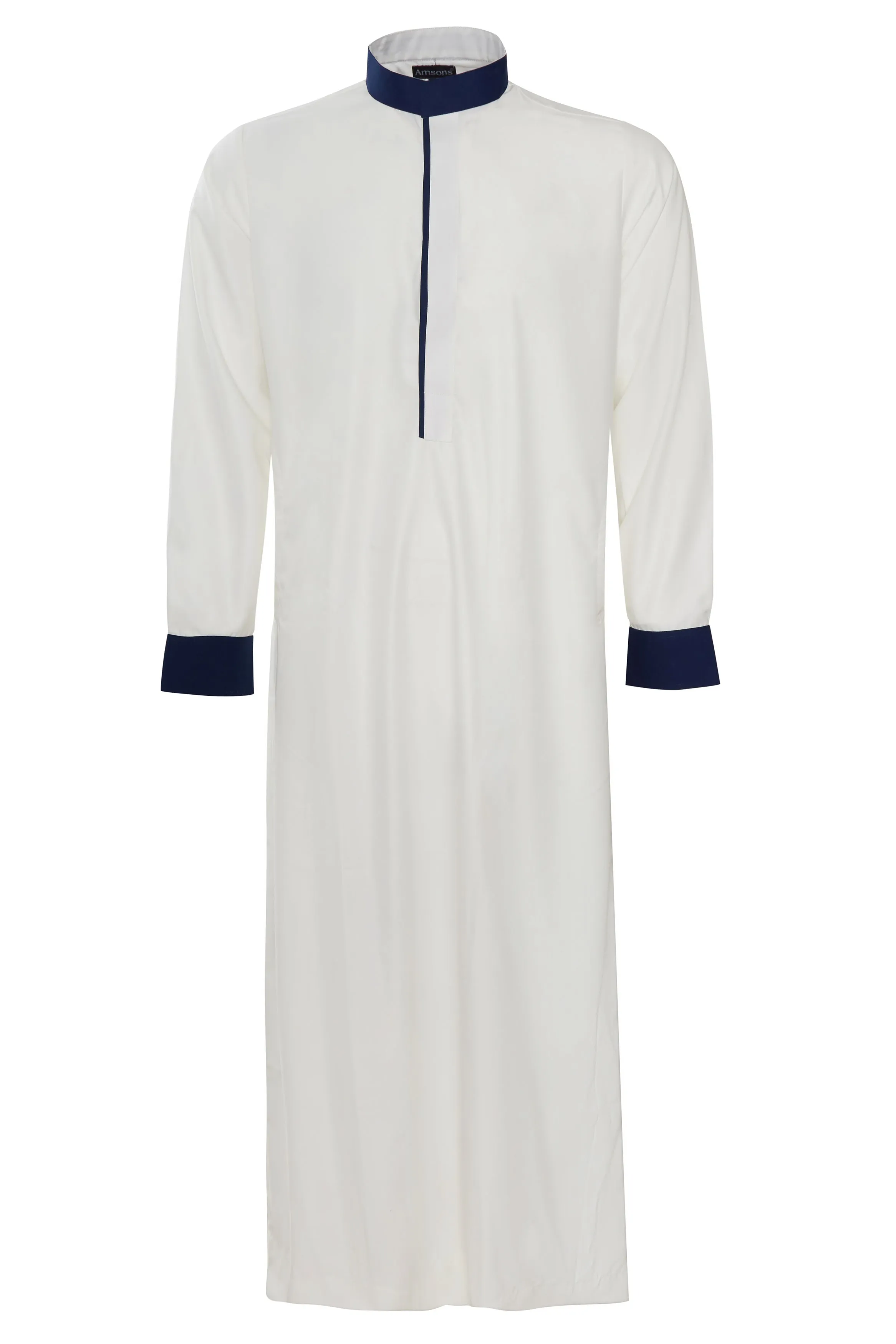 Off White & Navy - Collar Thobe