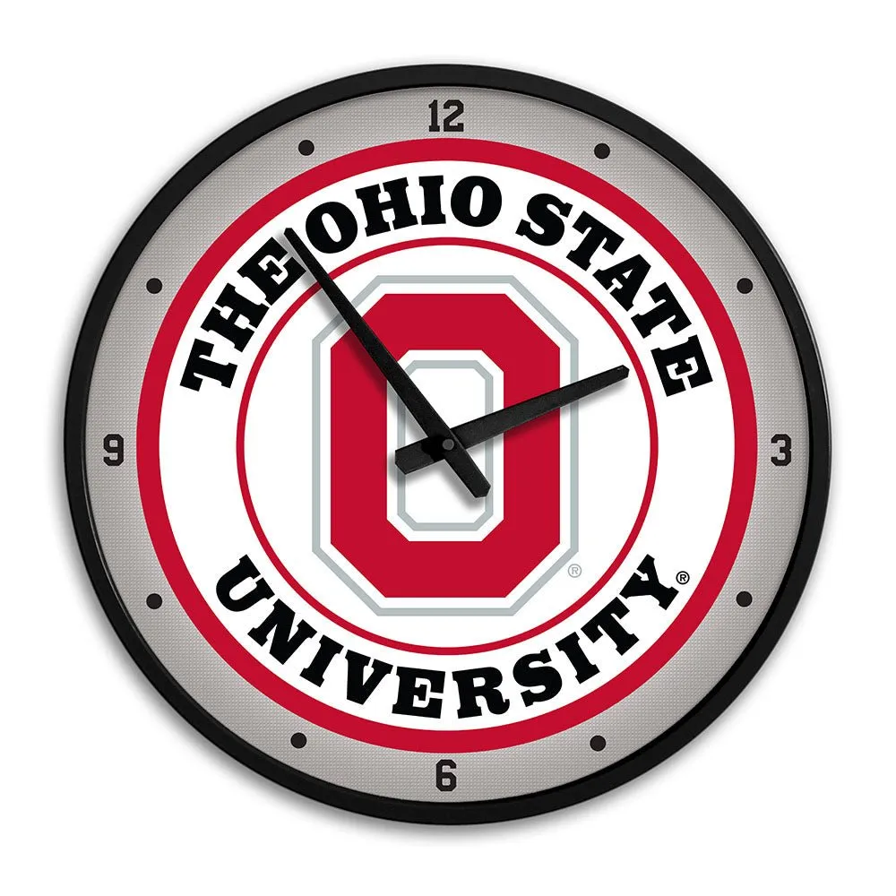 Ohio State Buckeyes: Block O - Modern Disc Wall Clock