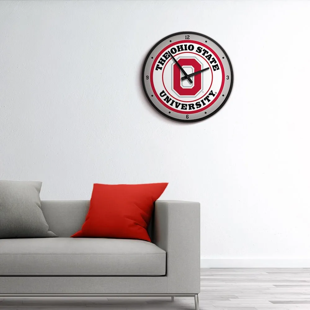 Ohio State Buckeyes: Block O - Modern Disc Wall Clock