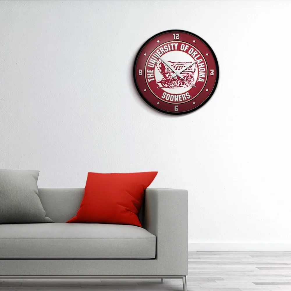 Oklahoma Sooners: Wagon - Modern Disc Wall Clock