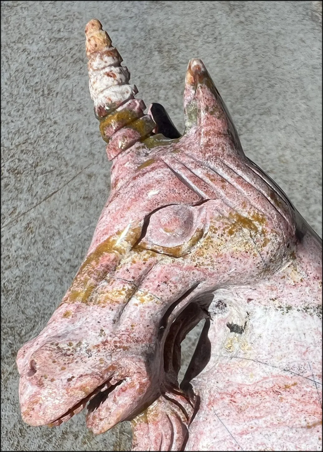 ~Old Stock~ OCEAN JASPER Unicorn Bust with Stunning Colors - Connect with the Fairy Folk and Devas