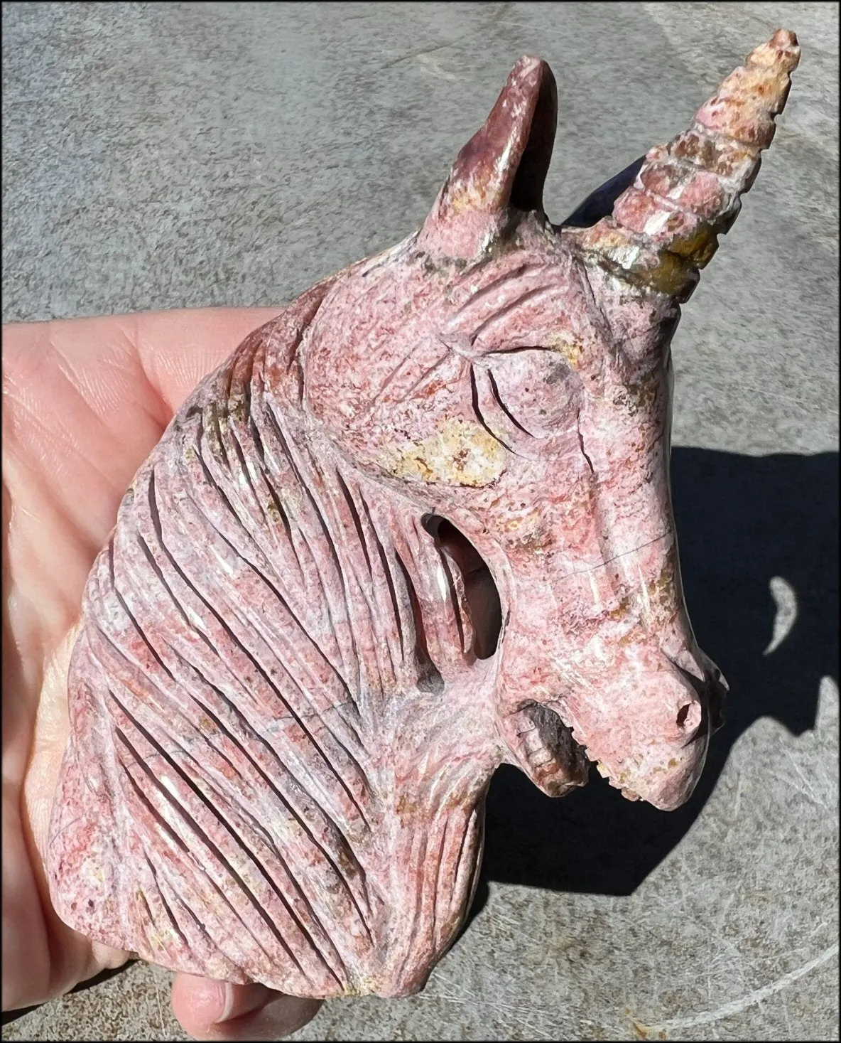 ~Old Stock~ OCEAN JASPER Unicorn Bust with Stunning Colors - Connect with the Fairy Folk and Devas
