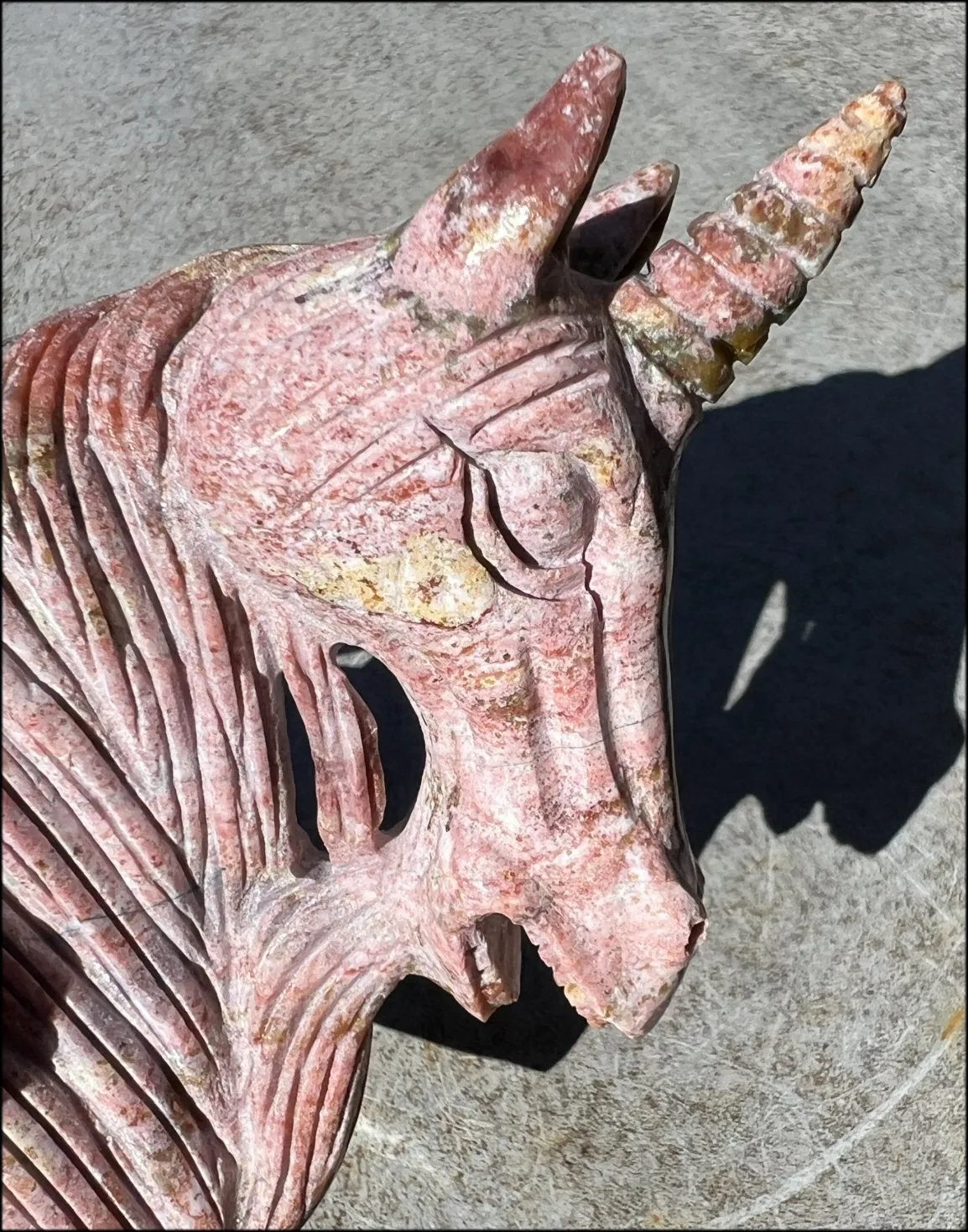 ~Old Stock~ OCEAN JASPER Unicorn Bust with Stunning Colors - Connect with the Fairy Folk and Devas