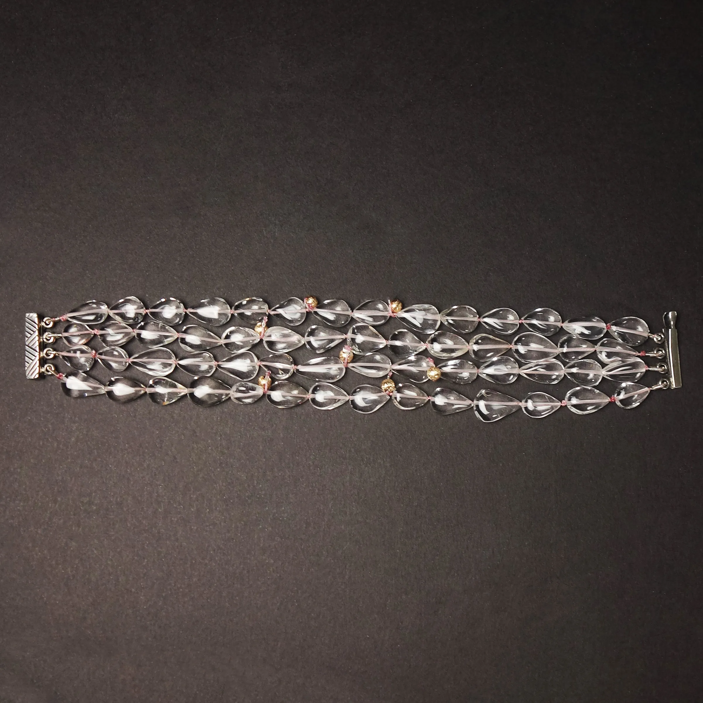 Oodles of Clear Quartz bracelet with rose gold
