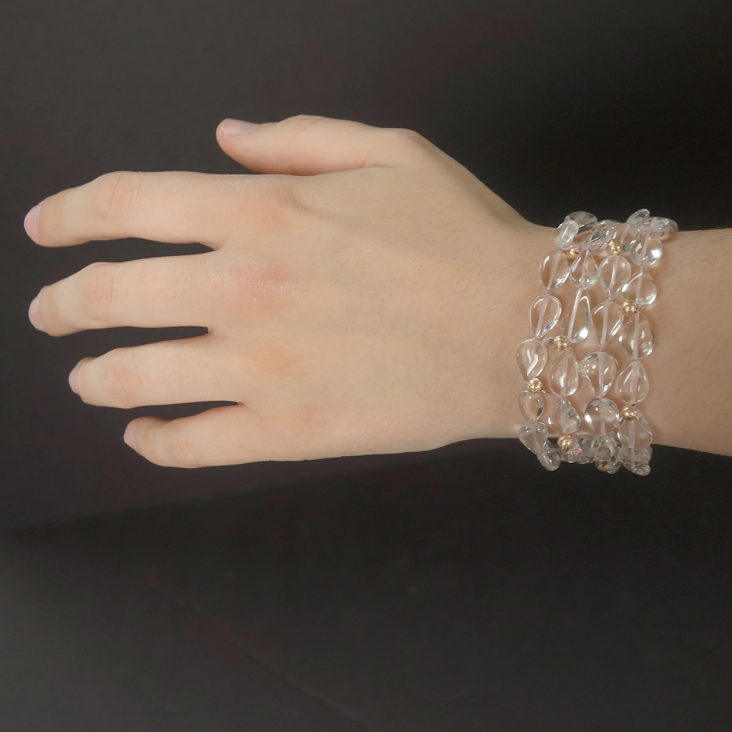 Oodles of Clear Quartz bracelet with rose gold