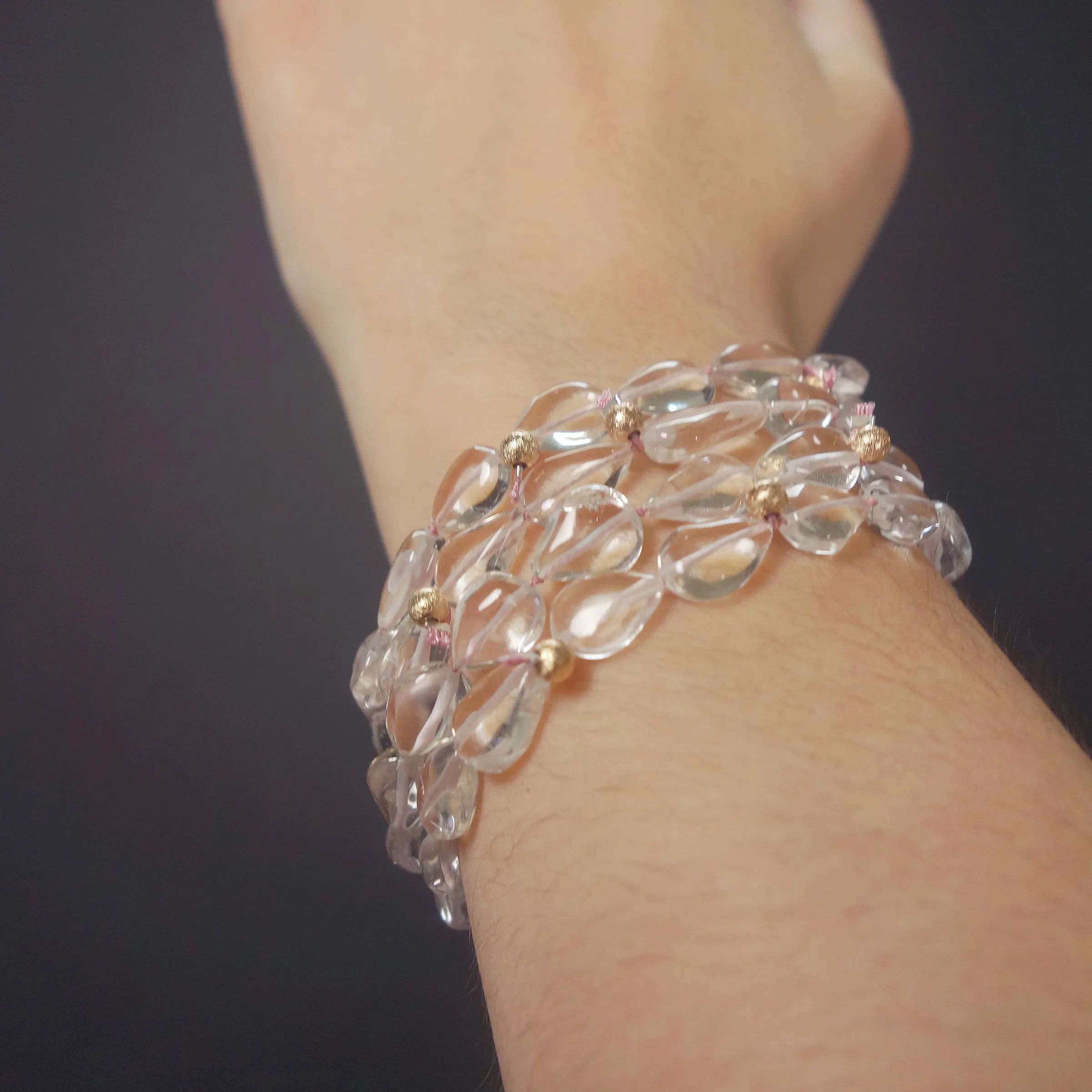 Oodles of Clear Quartz bracelet with rose gold